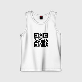 Детская майка хлопок с принтом CAT QR CODE в Курске,  |  | Тематика изображения на принте: cat | cats | meow | qr code | qr код | qrcode | qrкод | quick response code | кот | котик | котики | коты | кошка | кошки | куар | куар код | кью ар код | матричных штриховых кодов | мяу | штриховых кодов