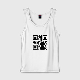 Женская майка хлопок с принтом CAT QR CODE в Курске, 95% хлопок, 5% эластан |  | cat | cats | meow | qr code | qr код | qrcode | qrкод | quick response code | кот | котик | котики | коты | кошка | кошки | куар | куар код | кью ар код | матричных штриховых кодов | мяу | штриховых кодов