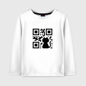 Детский лонгслив хлопок с принтом CAT QR CODE в Курске, 100% хлопок | круглый вырез горловины, полуприлегающий силуэт, длина до линии бедер | cat | cats | meow | qr code | qr код | qrcode | qrкод | quick response code | кот | котик | котики | коты | кошка | кошки | куар | куар код | кью ар код | матричных штриховых кодов | мяу | штриховых кодов