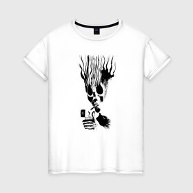 Женская футболка хлопок с принтом В голове только дым в Курске, 100% хлопок | прямой крой, круглый вырез горловины, длина до линии бедер, слегка спущенное плечо | дым | зажигалка | огонь | растаман