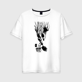 Женская футболка хлопок Oversize с принтом В голове только дым в Курске, 100% хлопок | свободный крой, круглый ворот, спущенный рукав, длина до линии бедер
 | дым | зажигалка | огонь | растаман