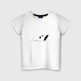 Детская футболка хлопок с принтом Перо с надписью в Курске, 100% хлопок | круглый вырез горловины, полуприлегающий силуэт, длина до линии бедер | волшебство | девушке | надпись | перо | подарок