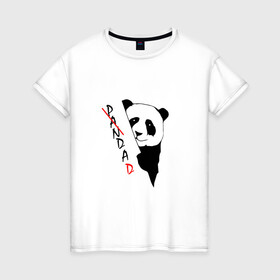 Женская футболка хлопок с принтом Пандочка (смешная) в Курске, 100% хлопок | прямой крой, круглый вырез горловины, длина до линии бедер, слегка спущенное плечо | девушке | интересный | панда | подарок | смешная