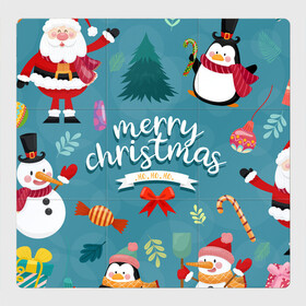 Магнитный плакат 3Х3 с принтом Merry Christmas from Eugenia в Курске, Полимерный материал с магнитным слоем | 9 деталей размером 9*9 см | christmas | merry | new year | snowman | год | животные | зима | новый | новый год | паттерн | праздник | рождество | снег | снеговик | снежинки