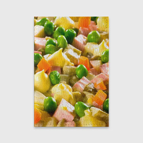 Обложка для паспорта матовая кожа с принтом Весь в оливье в Курске, натуральная матовая кожа | размер 19,3 х 13,7 см; прозрачные пластиковые крепления | salat | новый год | оливье | салат