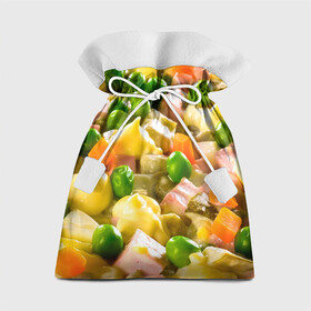 Подарочный 3D мешок с принтом Весь в оливье в Курске, 100% полиэстер | Размер: 29*39 см | salat | новый год | оливье | салат