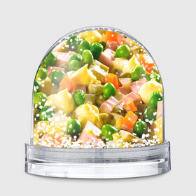 Игрушка Снежный шар с принтом Весь в оливье в Курске, Пластик | Изображение внутри шара печатается на глянцевой фотобумаге с двух сторон | salat | новый год | оливье | салат