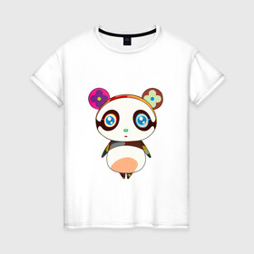 Женская футболка хлопок с принтом Панда Такаси Мураками в Курске, 100% хлопок | прямой крой, круглый вырез горловины, длина до линии бедер, слегка спущенное плечо | panda | панда | такаси мураками | японский художник