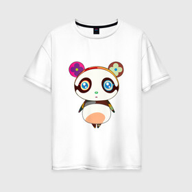 Женская футболка хлопок Oversize с принтом Панда Такаси Мураками в Курске, 100% хлопок | свободный крой, круглый ворот, спущенный рукав, длина до линии бедер
 | panda | панда | такаси мураками | японский художник