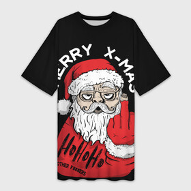 Платье-футболка 3D с принтом Merry x  mas Плохой дед мороз в Курске,  |  | 2022 | bad santa | комикс | новый год | рождество