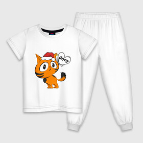 Детская пижама хлопок с принтом Тигренок в шапке Новый год в Курске, 100% хлопок |  брюки и футболка прямого кроя, без карманов, на брюках мягкая резинка на поясе и по низу штанин
 | дед мороз | котенок | котик | новый год | рождество | символ | тигр | тигренок | шапочка