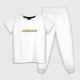 Детская пижама хлопок с принтом Авто NISSAN (золотой) в Курске, 100% хлопок |  брюки и футболка прямого кроя, без карманов, на брюках мягкая резинка на поясе и по низу штанин
 | nissan | авто | автомобили | мужчине | ниссан | подарок