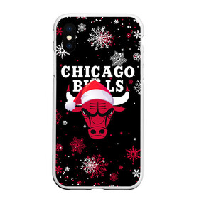 Чехол для iPhone XS Max матовый с принтом НОВОГОДНИЙ CHICAGO BULLS 2022 СНЕЖИНКИ в Курске, Силикон | Область печати: задняя сторона чехла, без боковых панелей | 2022 | 23 | basketball | bulls | chicago bulls | jordan | logo | michael jordan | nba | red | sport | баскетбол | быки | джордан | лого | майкл джордан | новогодний чикаго булс | новый год | спорт | чикаго буллс | чикаго булс новый год