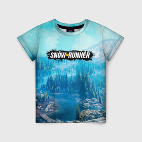Детская футболка 3D с принтом SnowRunner СноуРаннер логотип в Курске, 100% гипоаллергенный полиэфир | прямой крой, круглый вырез горловины, длина до линии бедер, чуть спущенное плечо, ткань немного тянется | race | snowrunner | гонки | гонки по бездорожью | гоночные игры | зимние гонки | снежные гонки | снежный бегун | сноу раннер | сноураннер