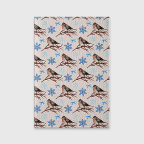 Обложка для паспорта матовая кожа с принтом Снегири зима в Курске, натуральная матовая кожа | размер 19,3 х 13,7 см; прозрачные пластиковые крепления | зима | зимняя птица | новый год | ноговодняя | птица | птичка | снегирь | холод