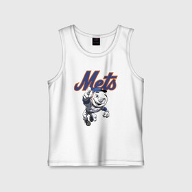 Детская майка хлопок с принтом New York Mets в Курске,  |  | ball | baseball | mascot | new york | team | usa | бейсбол | мяч | нью йорк | сша | талисман