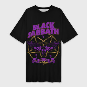 Платье-футболка 3D с принтом Black Sabbat The end в Курске,  |  | alternative | black sabbath | metall | music | rock | альтернатива | блэк саббат | металл | музыка | рок