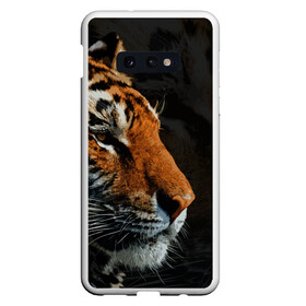 Чехол для Samsung S10E с принтом АМУРСКИЙ ТИГР TIGER в Курске, Силикон | Область печати: задняя сторона чехла, без боковых панелей | Тематика изображения на принте: 2022 | amur tiger | beast | fangs | happy new year | merry christmas | new year | predator | snow | stars | stern grin | stern look | winter | year of the tiger | амурский тигр | год тигра | зверь | зима | клыки | новый год | снег | суровый взгл