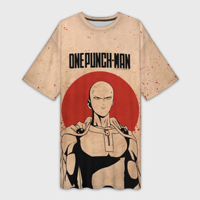 Платье-футболка 3D с принтом One Punch Man эпик Сайтама в Курске,  |  | hagemanto | one punch man | one punchman | onepunchman | saitama | sensei | аниме | ван панч мен | ванпанчмен | лысый плащ | манга | сайтама | сильнейший человек | учитель | человек одинудар | человек одного удара