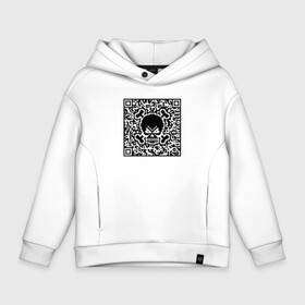 Детское худи Oversize хлопок с принтом SKULL  BONES (QR code) в Курске, френч-терри — 70% хлопок, 30% полиэстер. Мягкий теплый начес внутри —100% хлопок | боковые карманы, эластичные манжеты и нижняя кромка, капюшон на магнитной кнопке | 19 | bones | code | corona | covid | ncov | ncov19 | qr | quick | response | skull | virus | антивирус | антикоронавирус | быстрый | вирус | ковид | код | корона | коронавирус | кости | отклик | череп