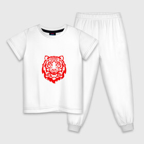 Детская пижама хлопок с принтом Символ года (тигренок красный) в Курске, 100% хлопок |  брюки и футболка прямого кроя, без карманов, на брюках мягкая резинка на поясе и по низу штанин
 | 2022 | девушке | новый год | подарок | символ года | тигр | тигренок