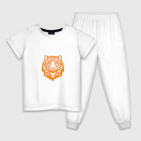 Детская пижама хлопок с принтом Символ года (тигренок оранжевый) в Курске, 100% хлопок |  брюки и футболка прямого кроя, без карманов, на брюках мягкая резинка на поясе и по низу штанин
 | 2022 | новый год | подарок | символ года | тигр | тигренок