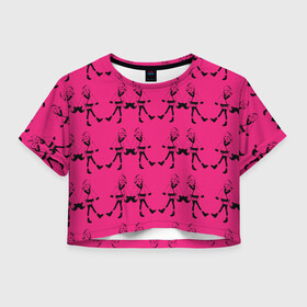 Женская футболка Crop-top 3D с принтом Просто девочки в Курске, 100% полиэстер | круглая горловина, длина футболки до линии талии, рукава с отворотами | аниме | девочка | девушкам | люди | розовый
