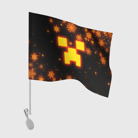 Флаг для автомобиля с принтом НОВОГОДНИЙ ОГНЕННЫЙ КРИПЕР CREEPER FIRE в Курске, 100% полиэстер | Размер: 30*21 см | 2022 | block | creeper | cube | minecraft | piggy | pixel | tnt | блок | гаст | геометрия | дед мороз | крафт | крипер | кубики | майнкрафт | новогодний minecraft | новогодний майнкрафт | новый год | пиксели | санта клаус | свинья | тнт