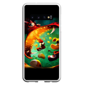 Чехол для Samsung Galaxy S10 с принтом Rayman Legend в Курске, Силикон | Область печати: задняя сторона чехла, без боковых панелей | аркада | дракон | игра | кулак | рейман