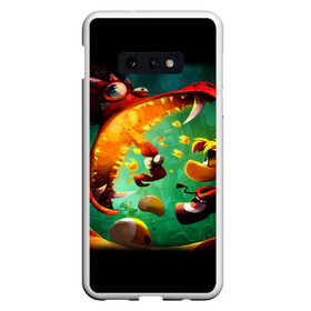 Чехол для Samsung S10E с принтом Rayman Legend в Курске, Силикон | Область печати: задняя сторона чехла, без боковых панелей | аркада | дракон | игра | кулак | рейман