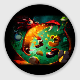 Круглый коврик для мышки с принтом Rayman Legend в Курске, резина и полиэстер | круглая форма, изображение наносится на всю лицевую часть | аркада | дракон | игра | кулак | рейман