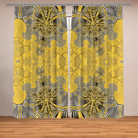 Фотошторы с принтом Коллекция Фрактальная мозаика Желтый на черном 573-1 в Курске, Блэкаут (светозащита 90%) / Габардин (светозащита 40% | 2 полотна шириной по 145 см; Высота 200-300 см; Крепление: шторная лента (на крючки); | abstraction | black | fractal | ornament | pattern | symmetrical | yellow | абстракция | желтый | на витрину | орнамент | симметричный | узор | фрактал | черный