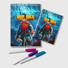 Блокнот с принтом Deep Rock Galactic / Scout в Курске, 100% бумага | 48 листов, плотность листов — 60 г/м2, плотность картонной обложки — 250 г/м2. Листы скреплены удобной пружинной спиралью. Цвет линий — светло-серый
 | collier | deep rock galactic | drg | dwarf | gnome | miner | pitman | scout | гном | дип рок галактик | добыча минералов | космические шахтеры | разведчик | шахтеры