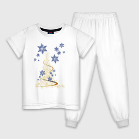 Детская пижама хлопок с принтом С новым годом в Курске, 100% хлопок |  брюки и футболка прямого кроя, без карманов, на брюках мягкая резинка на поясе и по низу штанин
 | ёлочка | праздник | с новым годом | снежинки