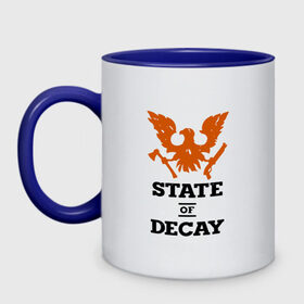 Кружка двухцветная с принтом State of Decay | Эмблема | Лого в Курске, керамика | объем — 330 мл, диаметр — 80 мм. Цветная ручка и кайма сверху, в некоторых цветах — вся внутренняя часть | logo | state of decay | survival horror | undead labs | загнивающий штат | зомби апокалипсис | лого | логотип | стадия разложения | стейт оф декай | эмблема