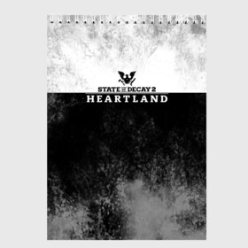 Скетчбук с принтом State of Decay | Heartland | Logo в Курске, 100% бумага
 | 48 листов, плотность листов — 100 г/м2, плотность картонной обложки — 250 г/м2. Листы скреплены сверху удобной пружинной спиралью | heartland | logo | state of decay | survival horror | undead labs | загнивающий штат | зомби апокалипсис | лого | логотип | стадия разложения | стейт оф декай | эмблема