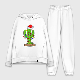 Женский костюм хлопок Oversize с принтом НОВОГОДНИЙ КАКТУС CHRISTMAS CACTUS в Курске,  |  | 2022 | cactus | christmas | cold | garland | klaus | merry | new | santa | snow | winter | year | герлянды | гирлянда | год | елка | ёлки | ель | зима | кактус | клаус | мороз | новый | рождество | санта | снег | фонарики | холод