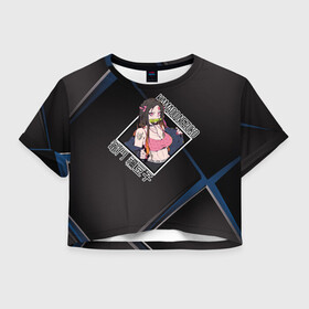 Женская футболка Crop-top 3D с принтом Незуко Камадо / Nezuko Kamado, Клинок, рассекающий демонов. в Курске, 100% полиэстер | круглая горловина, длина футболки до линии талии, рукава с отворотами | demon slayer | kamado | kimetsu no aiba | nezuko | камадо | клинок | недзуко | незуко | рассекающий демонов