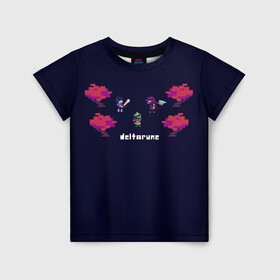 Детская футболка 3D с принтом Дельта Руна | Deltarun в Курске, 100% гипоаллергенный полиэфир | прямой крой, круглый вырез горловины, длина до линии бедер, чуть спущенное плечо, ткань немного тянется | adventure | deltarun | дельта | игра | руна