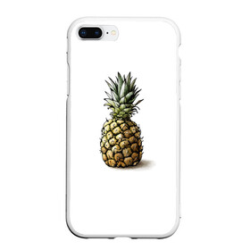 Чехол для iPhone 7Plus/8 Plus матовый с принтом Pineapple watercolor в Курске, Силикон | Область печати: задняя сторона чехла, без боковых панелей | Тематика изображения на принте: pineapple | ананас | графика | еда | рисунок | фрукт