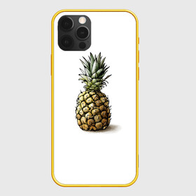 Чехол для iPhone 12 Pro с принтом Pineapple watercolor в Курске, силикон | область печати: задняя сторона чехла, без боковых панелей | pineapple | ананас | графика | еда | рисунок | фрукт