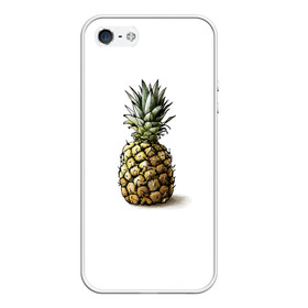 Чехол для iPhone 5/5S матовый с принтом Pineapple watercolor в Курске, Силикон | Область печати: задняя сторона чехла, без боковых панелей | Тематика изображения на принте: pineapple | ананас | графика | еда | рисунок | фрукт
