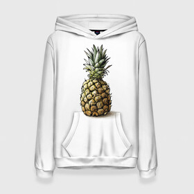 Женская толстовка 3D с принтом Pineapple watercolor в Курске, 100% полиэстер  | двухслойный капюшон со шнурком для регулировки, мягкие манжеты на рукавах и по низу толстовки, спереди карман-кенгуру с мягким внутренним слоем. | pineapple | ананас | графика | еда | рисунок | фрукт