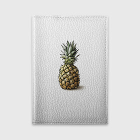 Обложка для автодокументов с принтом Pineapple watercolor в Курске, натуральная кожа |  размер 19,9*13 см; внутри 4 больших “конверта” для документов и один маленький отдел — туда идеально встанут права | Тематика изображения на принте: pineapple | ананас | графика | еда | рисунок | фрукт