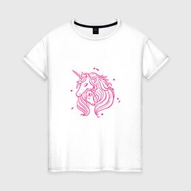 Женская футболка хлопок с принтом Единорог (единорожка) в Курске, 100% хлопок | прямой крой, круглый вырез горловины, длина до линии бедер, слегка спущенное плечо | девочке | девушке | единорог | единорожка | подарок