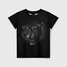Детская футболка 3D с принтом Tiger 2022! в Курске, 100% гипоаллергенный полиэфир | прямой крой, круглый вырез горловины, длина до линии бедер, чуть спущенное плечо, ткань немного тянется | animal | арт | большие кошки | графика | животные | звери | тигр