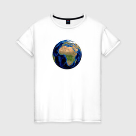 Женская футболка хлопок с принтом планета солнечной системы земля в Курске, 100% хлопок | прямой крой, круглый вырез горловины, длина до линии бедер, слегка спущенное плечо | астрономия | вселенная | континент | космос | мир | океан | планета | шар