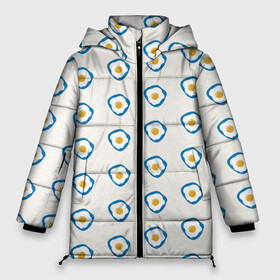 Женская зимняя куртка Oversize с принтом Утро начинается с яичницы в Курске, верх — 100% полиэстер; подкладка — 100% полиэстер; утеплитель — 100% полиэстер | длина ниже бедра, силуэт Оверсайз. Есть воротник-стойка, отстегивающийся капюшон и ветрозащитная планка. 

Боковые карманы с листочкой на кнопках и внутренний карман на молнии | еда | завтрак | паттерн | яичница | яйца
