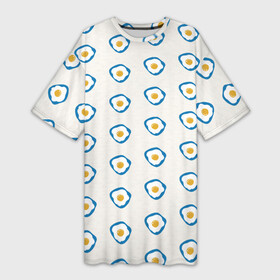 Платье-футболка 3D с принтом Утро начинается с яичницы в Курске,  |  | Тематика изображения на принте: еда | завтрак | паттерн | яичница | яйца
