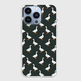 Чехол для iPhone 13 Pro с принтом Гуси паттерн в Курске,  |  | goose | gooses | водоплавающие животные | гуси | гусь | дичь | домашние птицы | животные | паттерн | птицы | утки